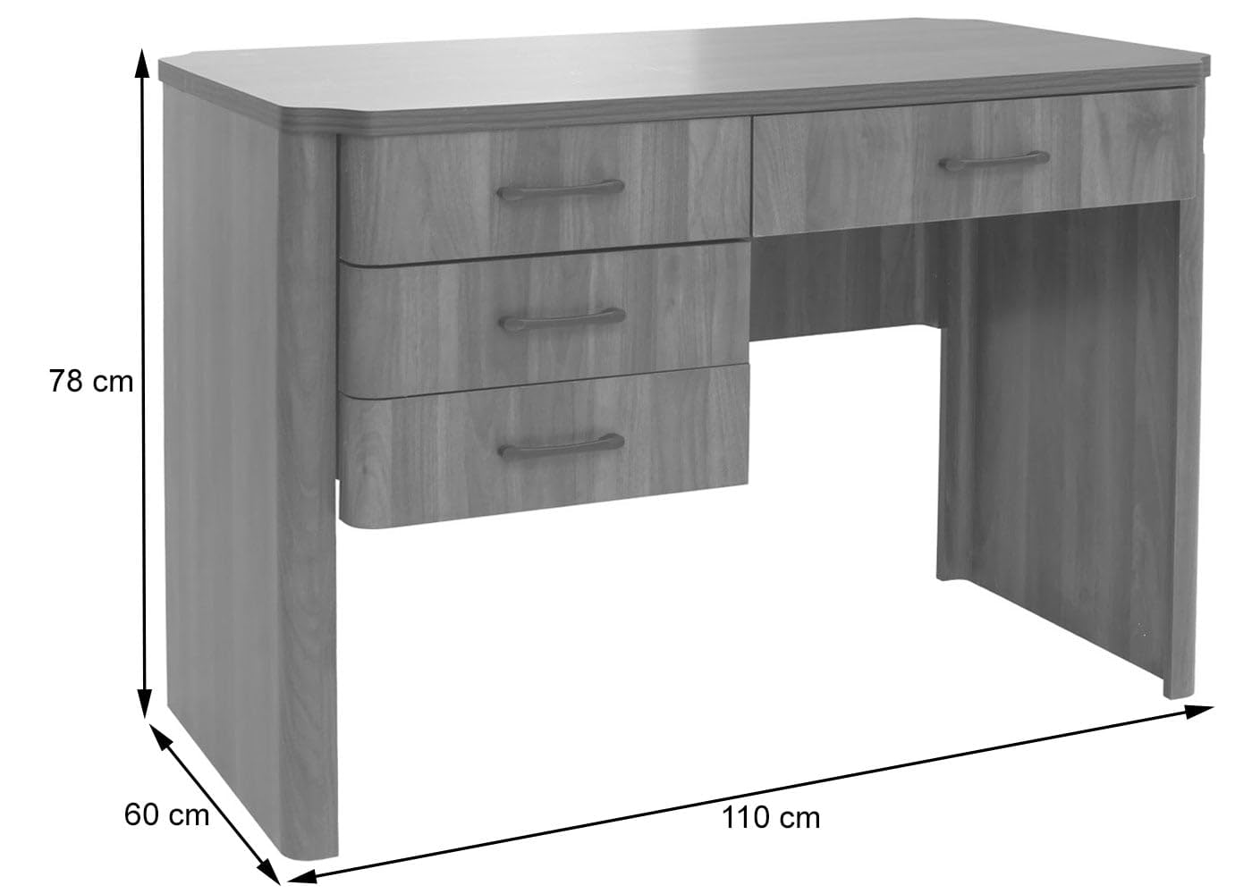 Mendler Schreibtisch HWC-P42, 4 Schubladen, 110x60 cm, Wotan-Eiche
