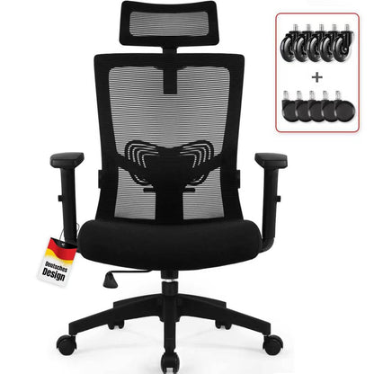 Daccormax Bürostuhl Mesh 150kg – Kopfstütze, Wippfunktion 135°