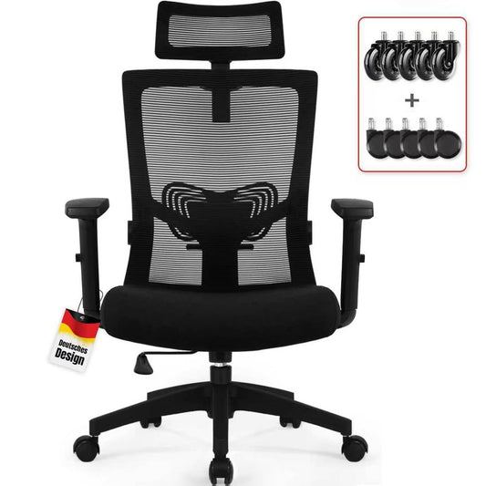 Daccormax Bürostuhl Mesh 150kg – Kopfstütze, Wippfunktion 135°
