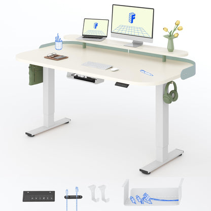 FLEXISPOT Elektrischer Schreibtisch 140x80 cm mit Monitoraufsatz