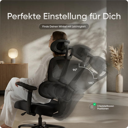 DESKSPACE Move Pro Bürostuhl 150kg – Lordosenstütze, höhenverstellbar
