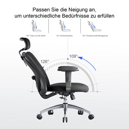 SIHOO Ergonomischer Bürostuhl mit Lordosenstütze, bis 150 kg