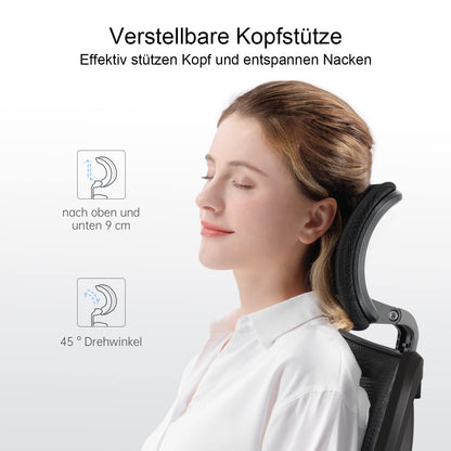 SIHOO Ergonomischer Bürostuhl mit Lordosenstütze, bis 150 kg