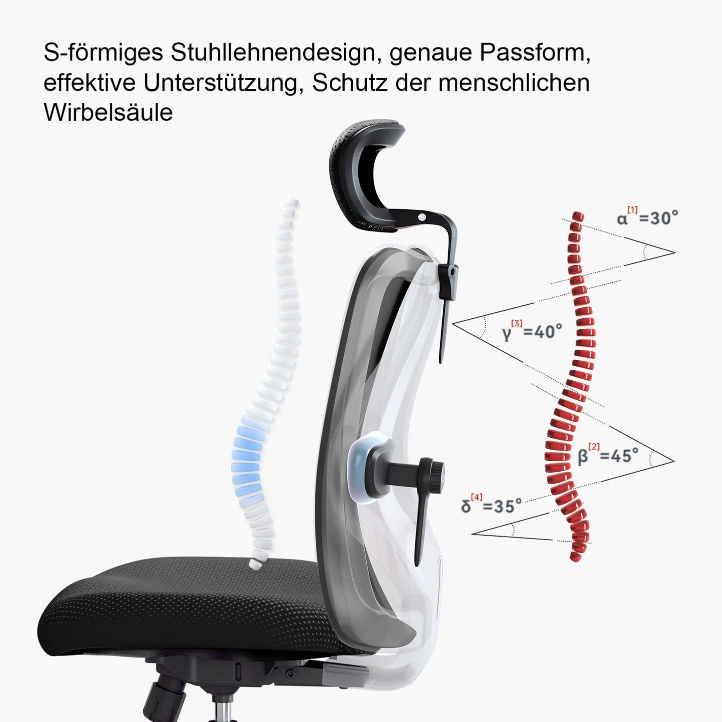 SIHOO Ergonomischer Bürostuhl mit Lordosenstütze, bis 150 kg