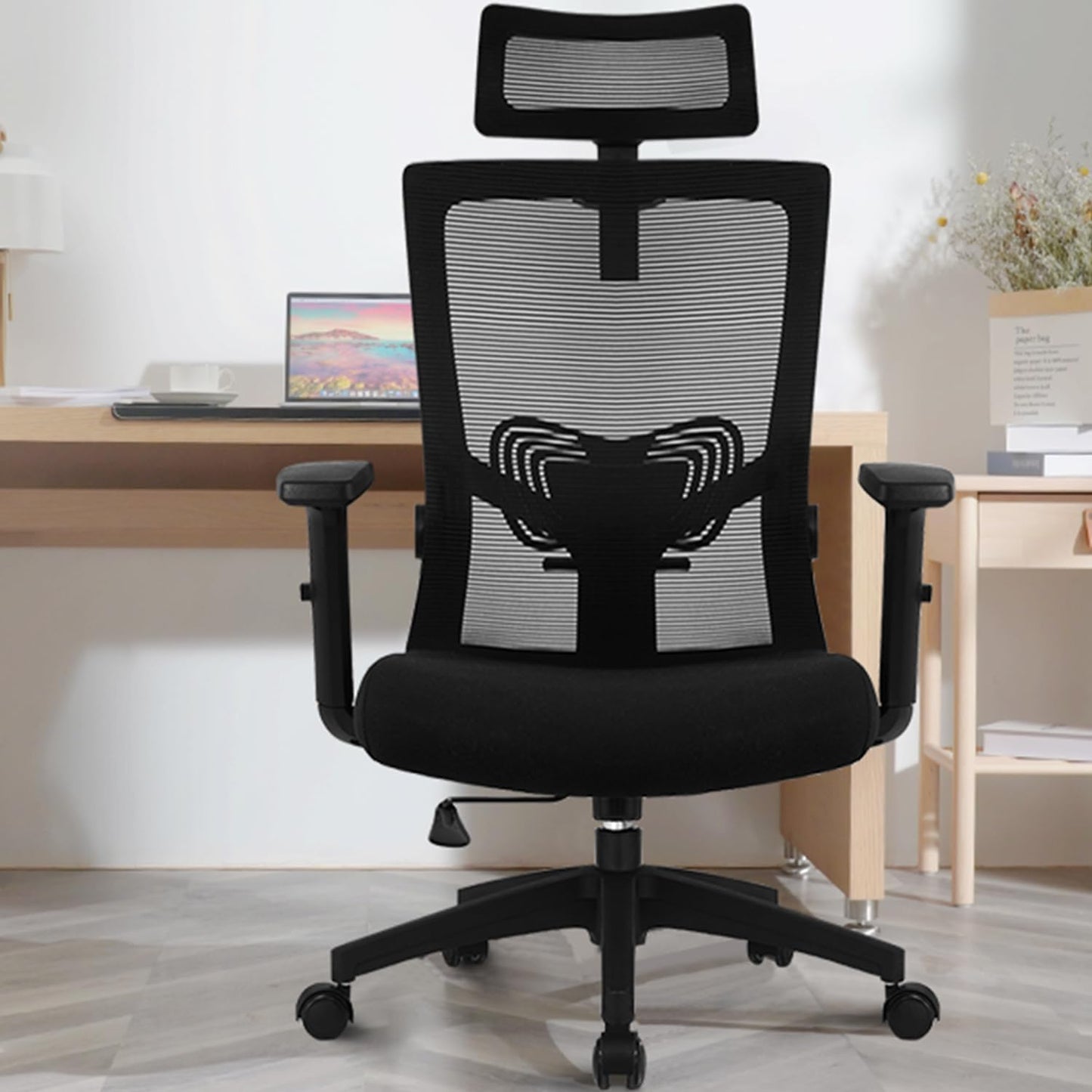 Daccormax Bürostuhl Mesh 150kg – Kopfstütze, Wippfunktion 135°