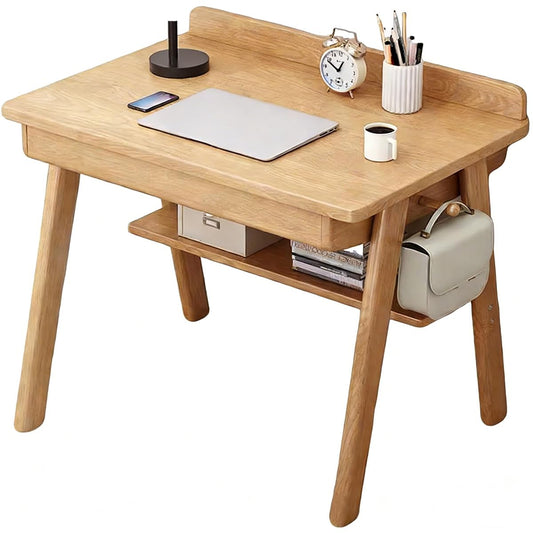 Massivholz Schreibtisch Mid Century – 2 Schubladen, Walnuss, 80 cm