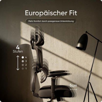 DESKSPACE Move Pro Bürostuhl 150kg – Lordosenstütze, höhenverstellbar