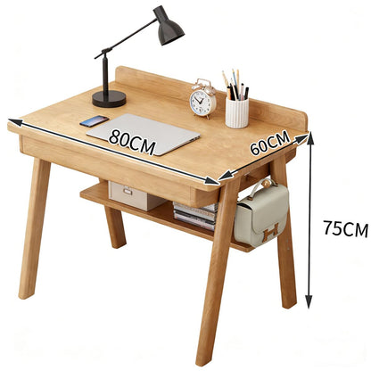 Massivholz Schreibtisch Mid Century – 2 Schubladen, Walnuss, 80 cm