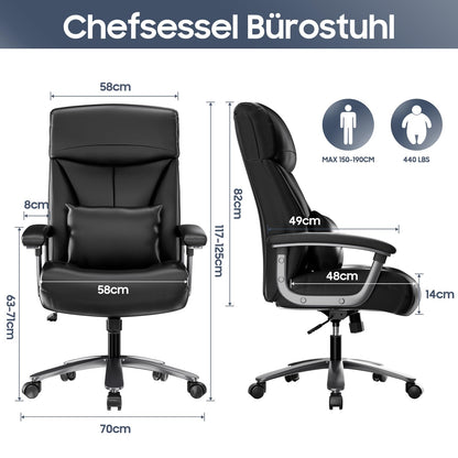 Asukale Chefsessel XXL 200kg – Kunstleder, ergonomisch