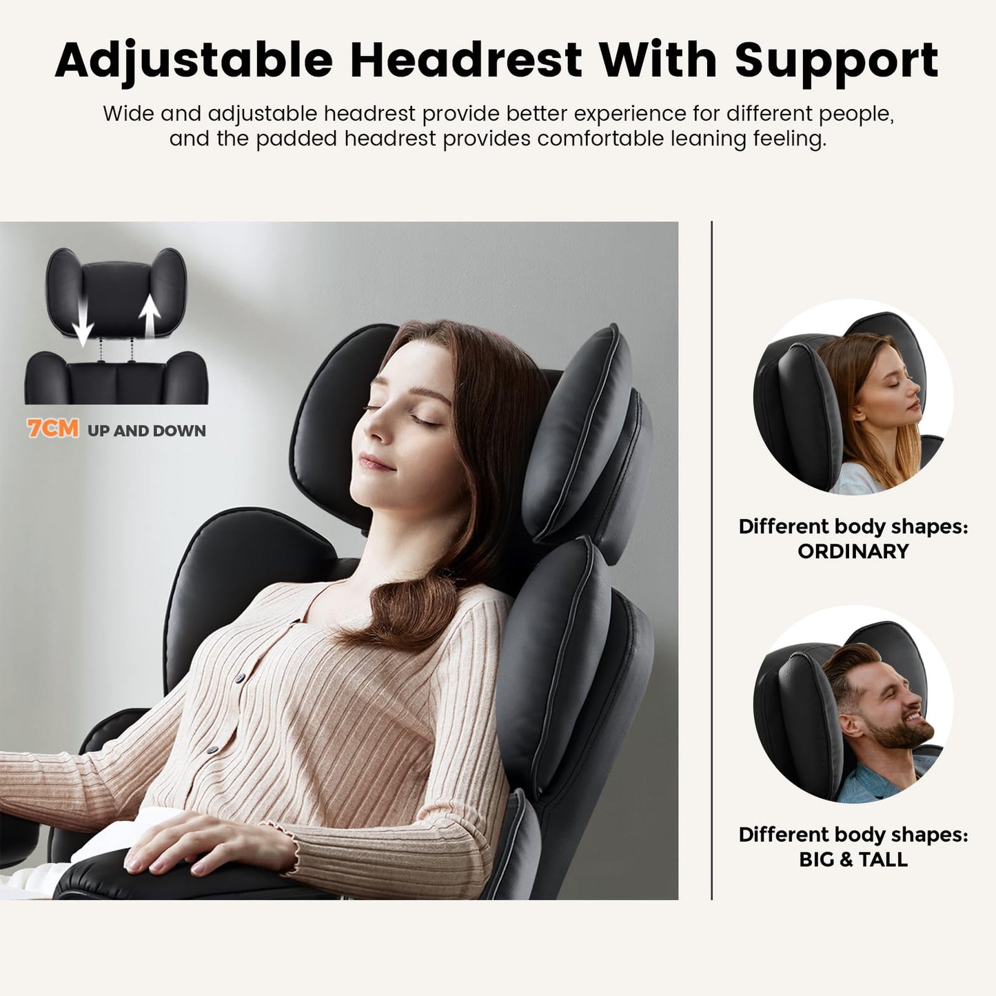 IWMH Ergonomischer Bürostuhl XXL 200 kg, PU-Leder, Kopf- & Fußstütze
