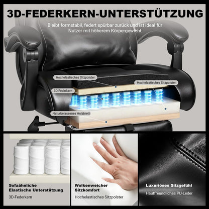 BASETBL Bürostuhl 200kg – 3D Armlehnen, Lendenstütze, EN12520