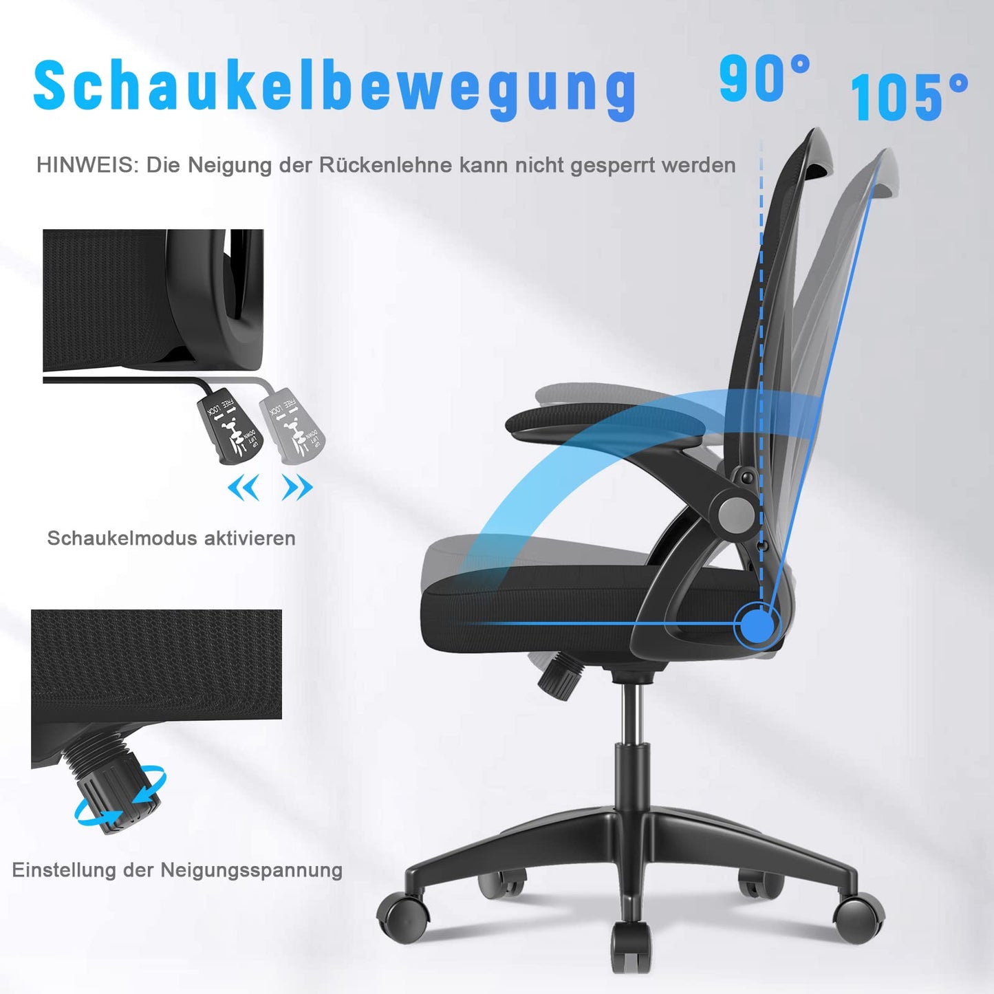 Naspaluro Ergonomischer Bürostuhl mit Netz & Lordosenstütze