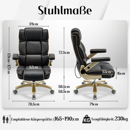 Hellove Chefsessel 230kg – Leder, 5D Armlehnen, Lendenstütze