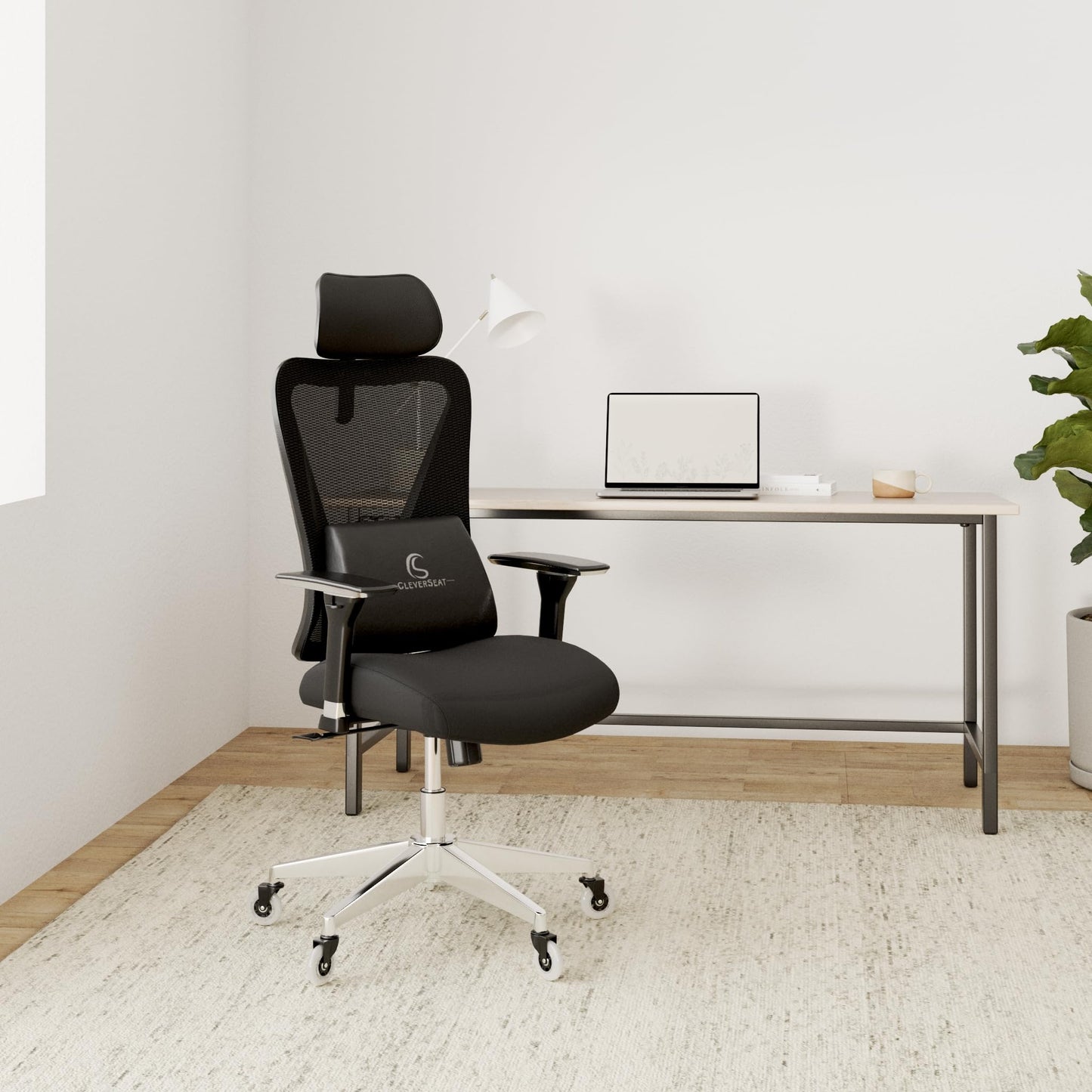CLOUVOU CleverSeat Bürostuhl 150kg – Ergonomisch, 4D Armlehnen