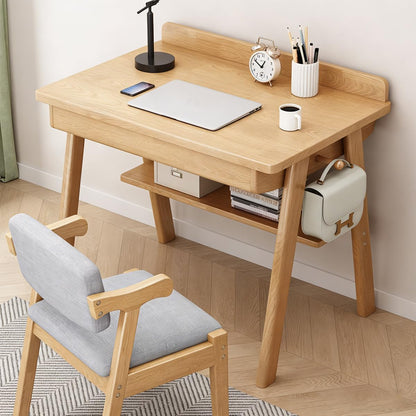 Massivholz Schreibtisch Mid Century – 2 Schubladen, Walnuss, 80 cm