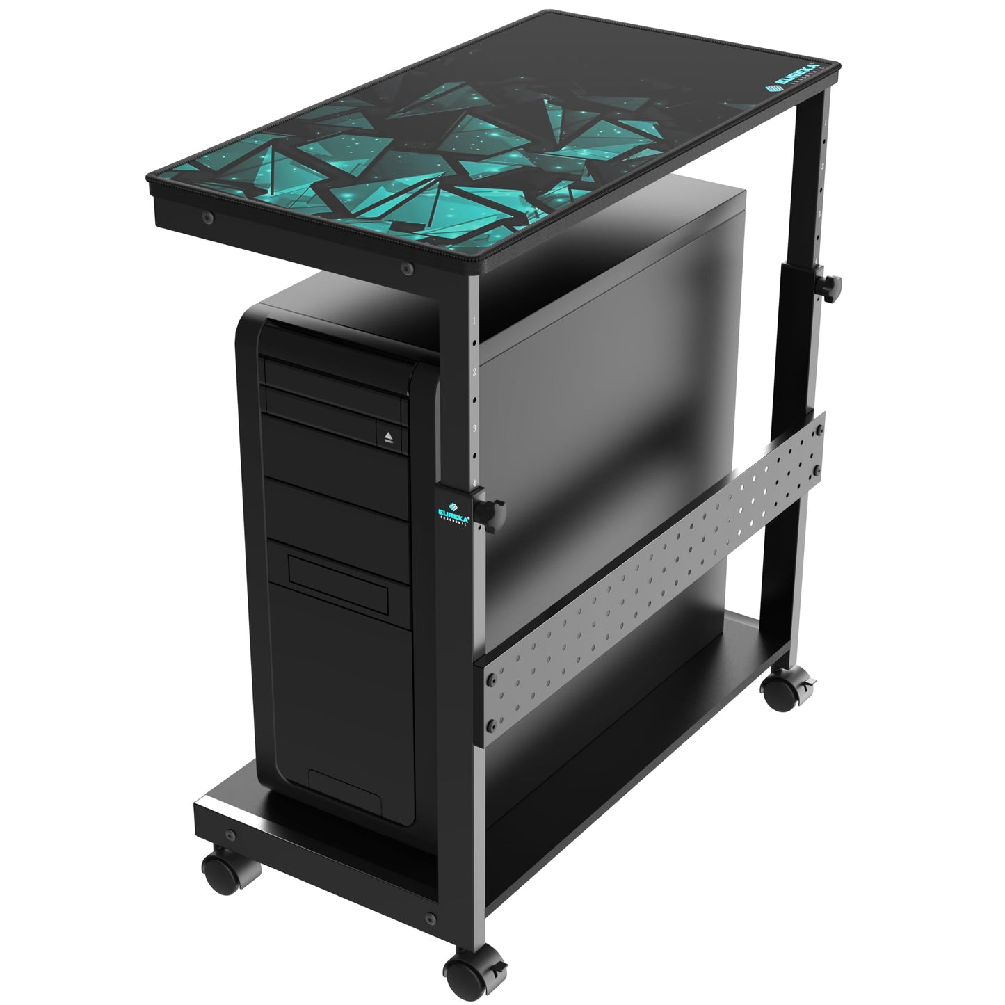 EUREKA ERGONOMIC CPU-Ständer höhenverstellbar mit Rollen, Schwarz