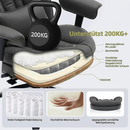 Efomao Ergonomischer Bürostuhl mit Fußstütze & Lendenkissen