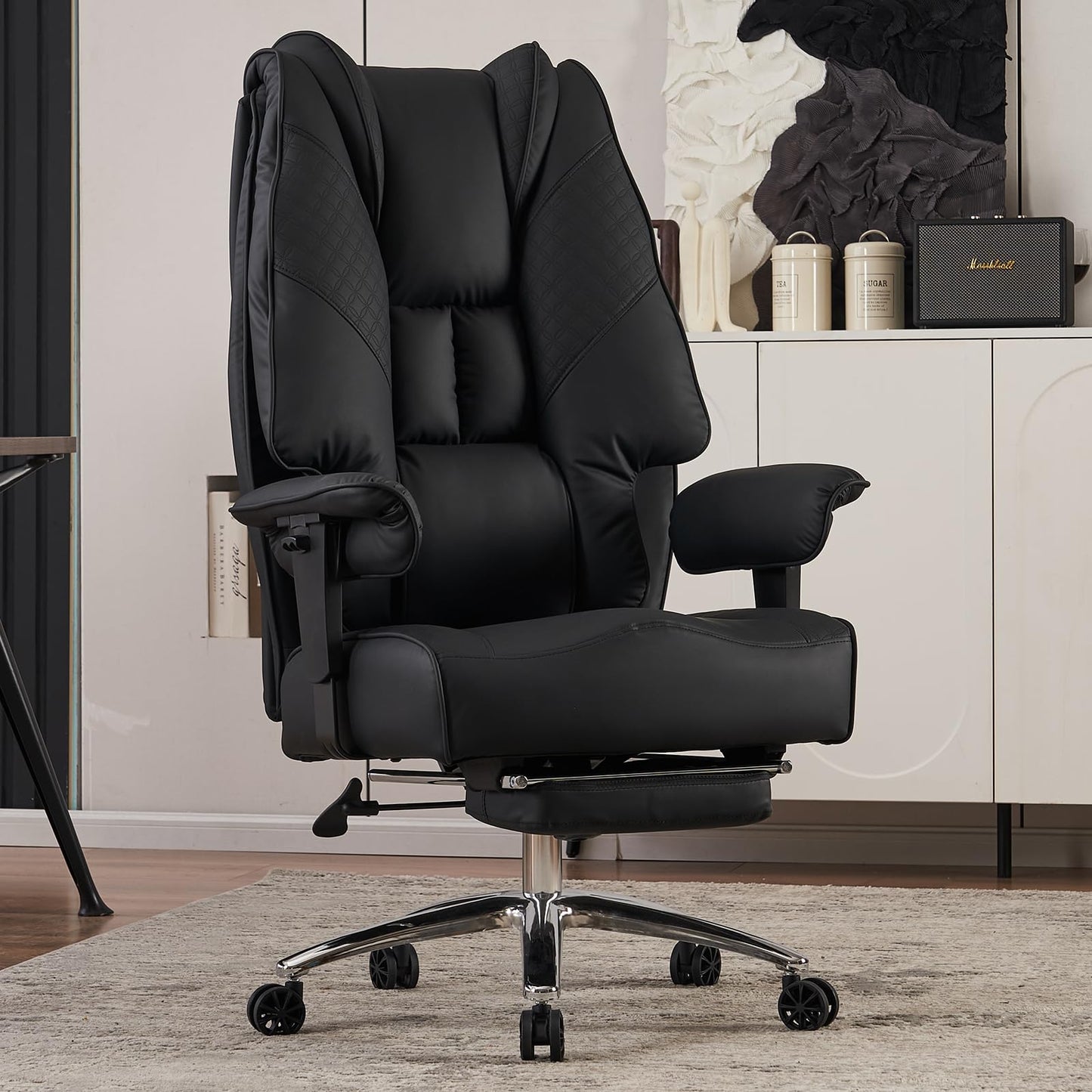 EXCEBET XXL Bürostuhl Ergonomisch 200kg mit Fußstütze & Taschenfederkern