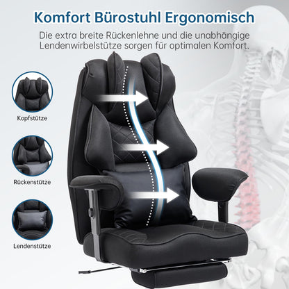 Asukale Ergonomischer Bürostuhl XXL 200kg – Mesh, Fußstütze