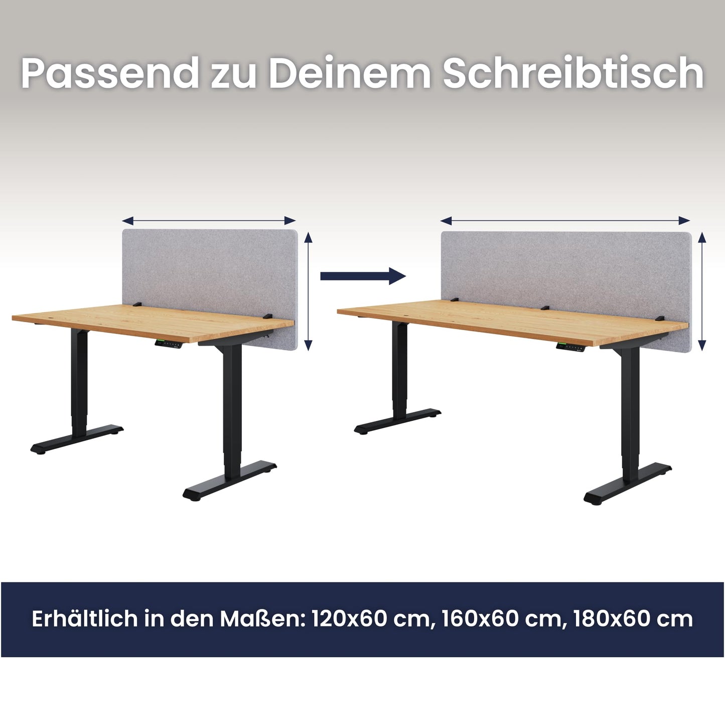 Ergotopia Focus Pure Akustik-Trennwand Schreibtisch 180x60cm