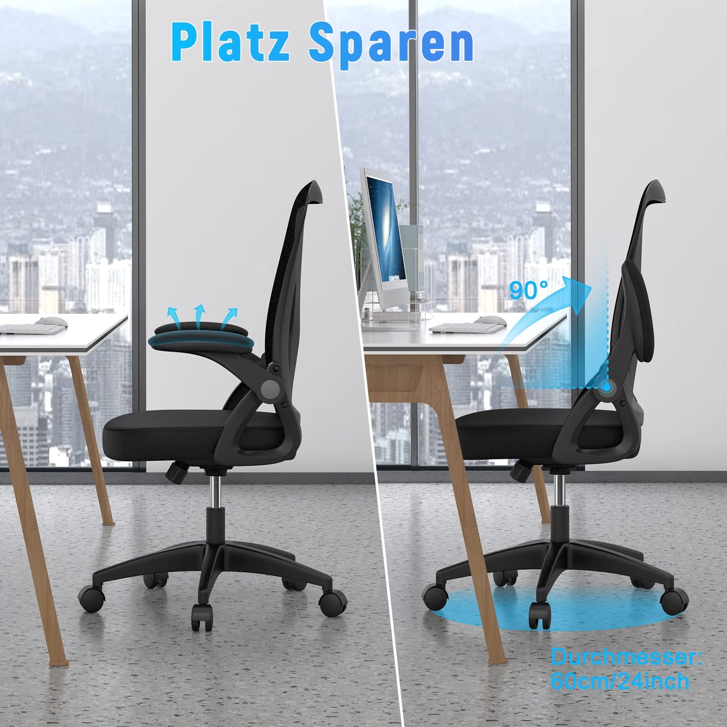 Naspaluro Ergonomischer Bürostuhl mit Netz & Lordosenstütze