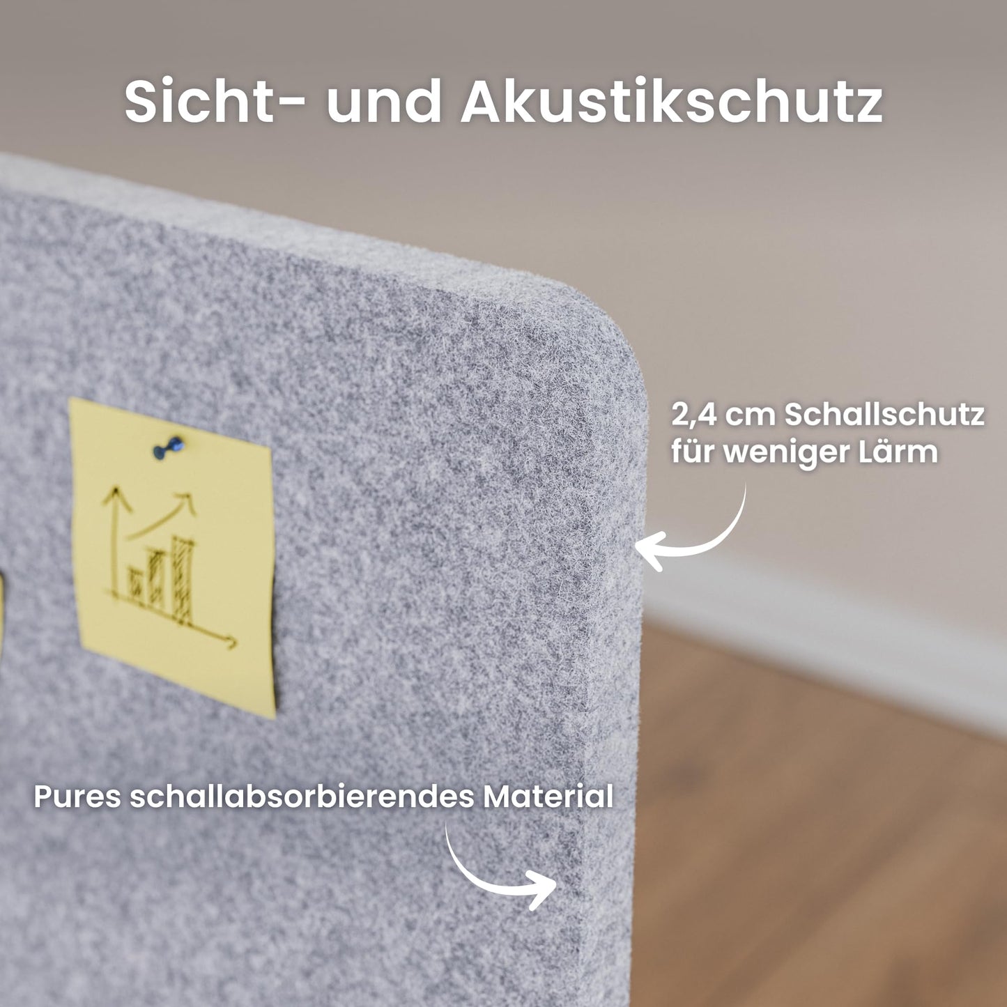 Ergotopia Focus Pure Akustik-Trennwand Schreibtisch 180x60cm
