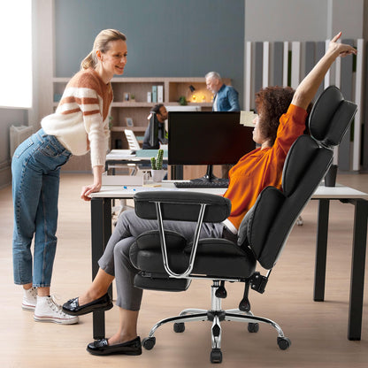 IWMH Ergonomischer Bürostuhl XXL 200 kg, PU-Leder, Kopf- & Fußstütze