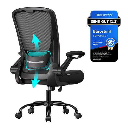 SONGMICS Ergonomischer Bürostuhl mit Mesh & Kopfstütze
