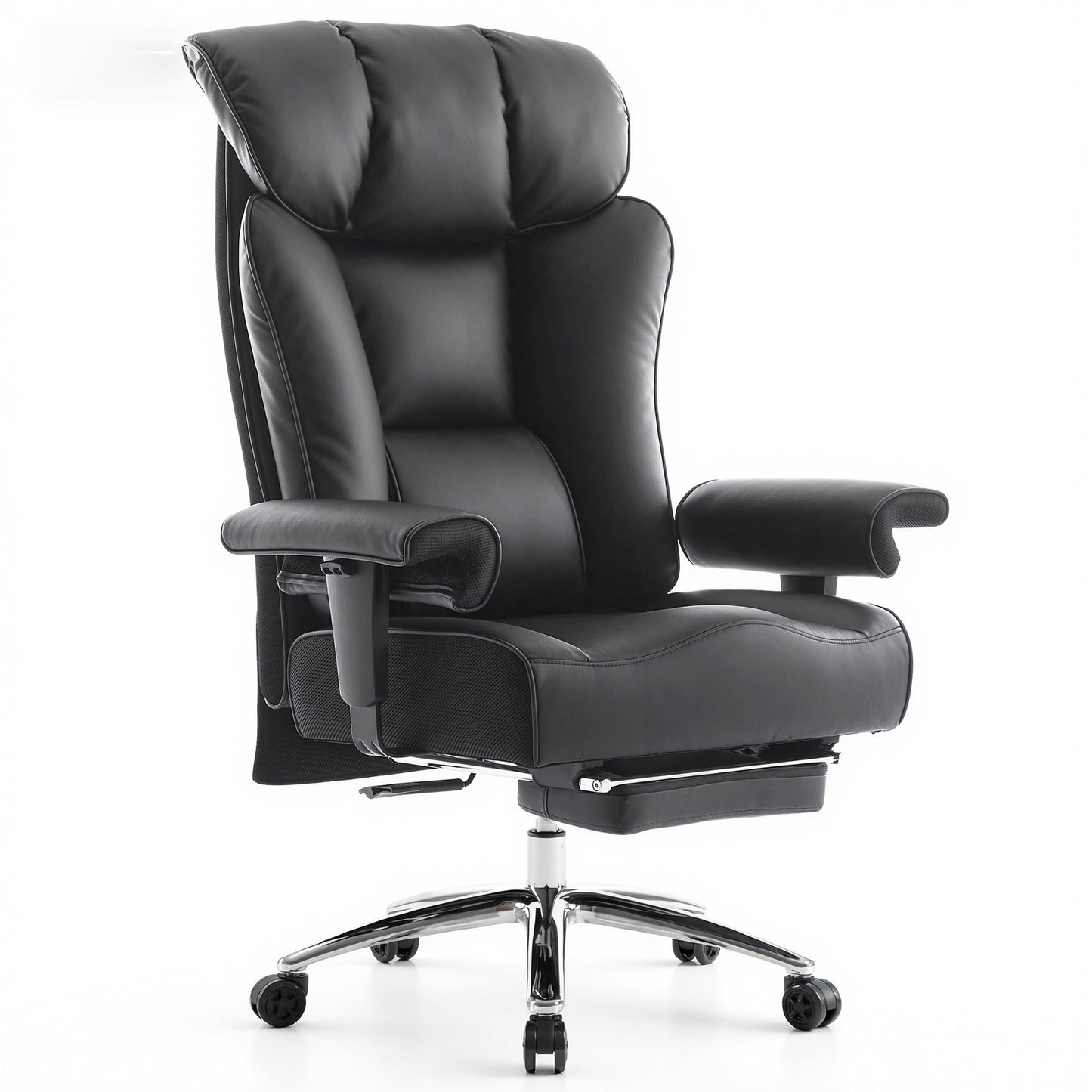 Efomao Chefsessel Ergonomisch PU-Leder mit Fußstütze bis 200 kg