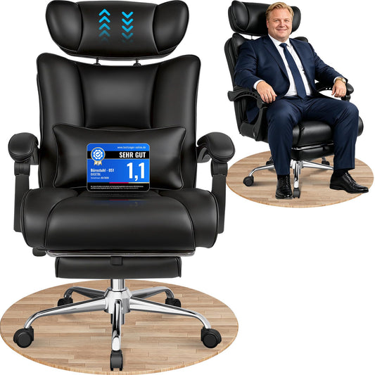 BASETBL Bürostuhl 200kg – 3D Armlehnen, Lendenstütze, EN12520