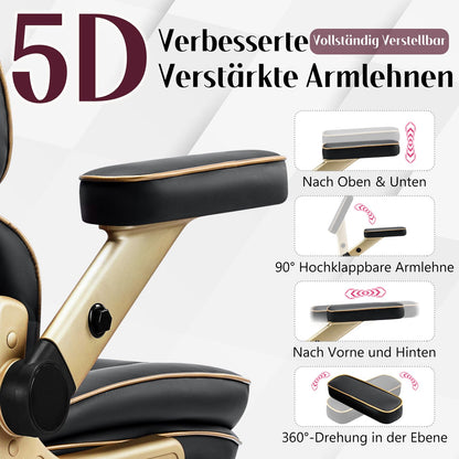 Hellove Chefsessel 230kg – Leder, 5D Armlehnen, Lendenstütze