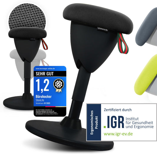SteinLife Ergonomischer Bürohocker Höhenverstellbar 48–68 cm