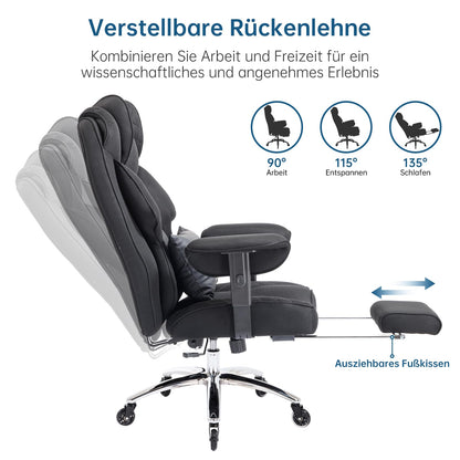 Asukale Ergonomischer Bürostuhl XXL 200kg – Mesh, Fußstütze