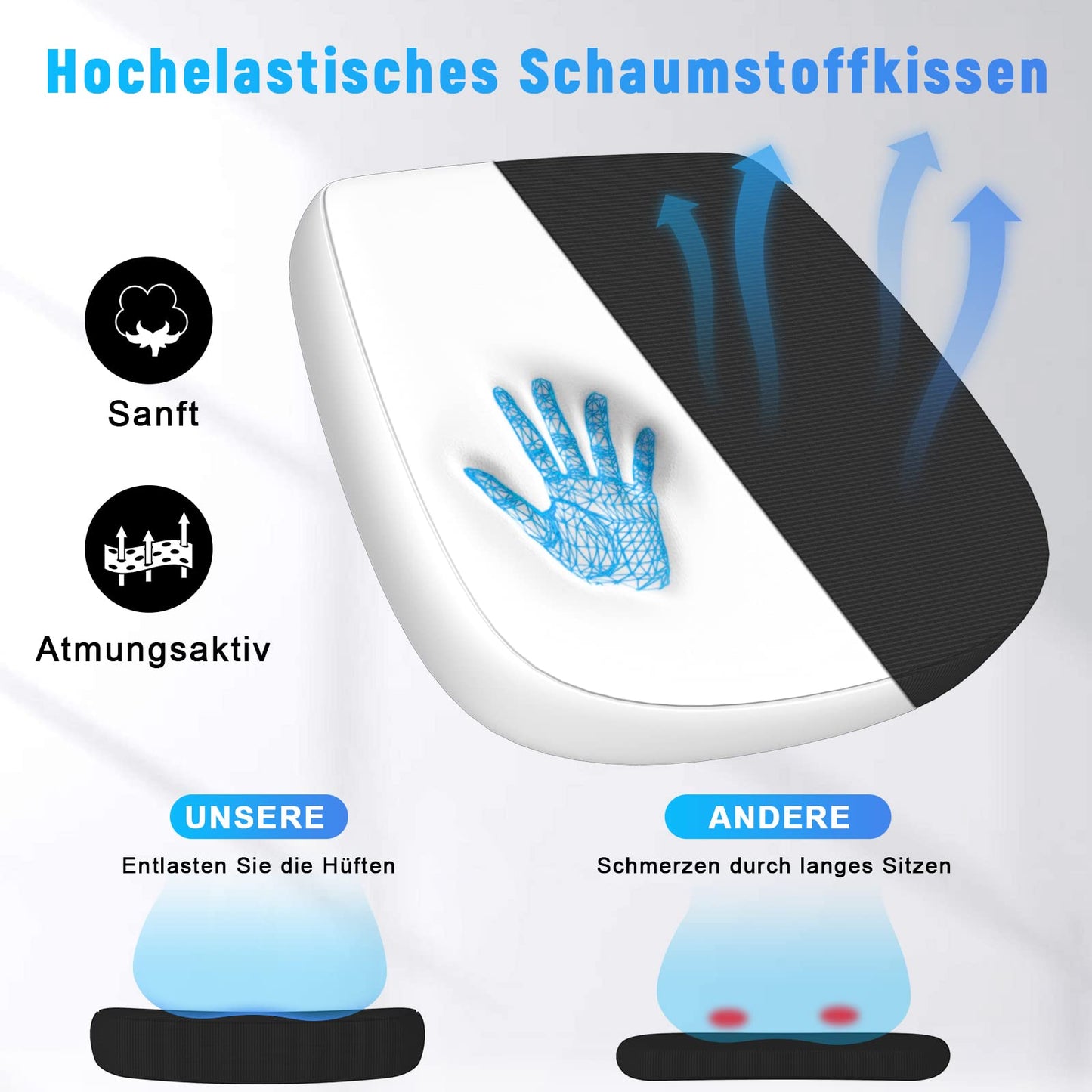 Naspaluro Ergonomischer Bürostuhl mit Netz & Lordosenstütze
