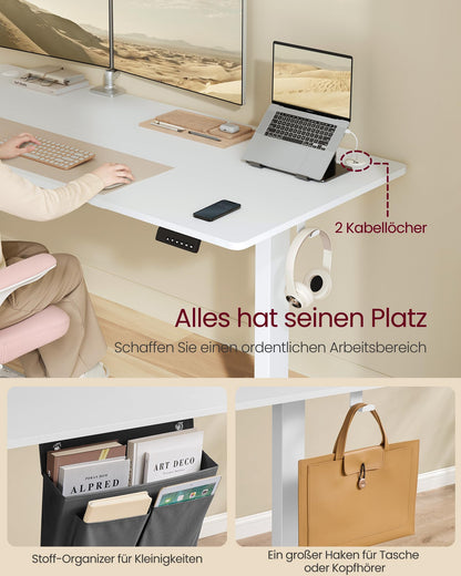 SONGMICS Elektrischer Schreibtisch 180x80 cm, höhenverstellbar