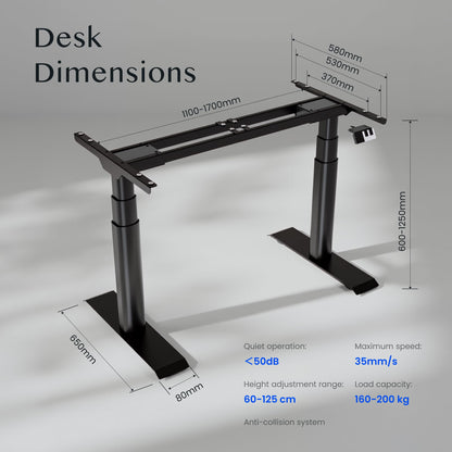 FLEXISPOT CylineX Pro Tischgestell Elektrisch, Dual Motor, 200 kg