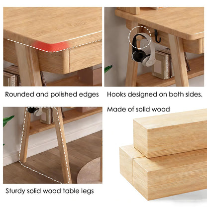 Massivholz Schreibtisch Mid Century – 2 Schubladen, Walnuss, 80 cm
