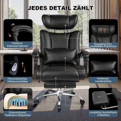 BASETBL Bürostuhl 200kg – 3D Armlehnen, Lendenstütze, EN12520