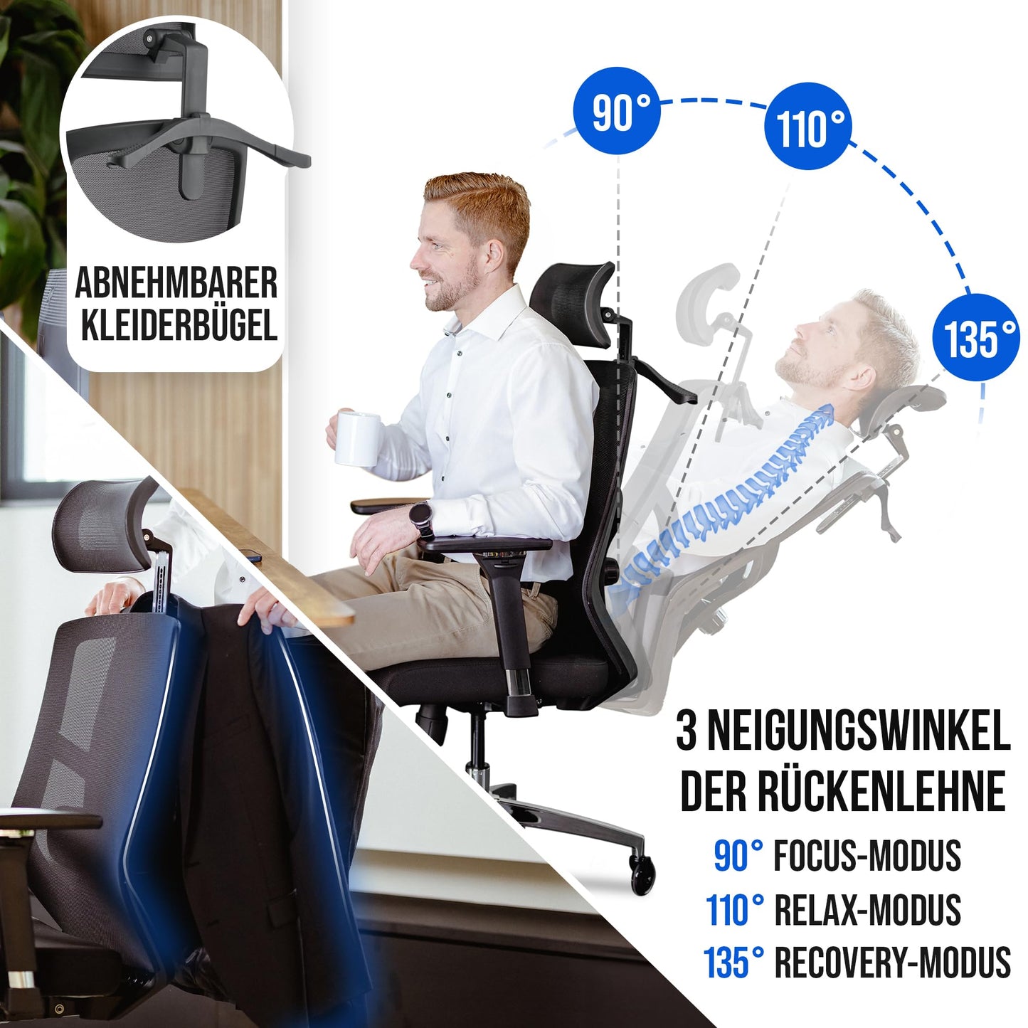 ELITESEATS Ergonomischer Bürostuhl – Atmungsaktiv, 150 kg