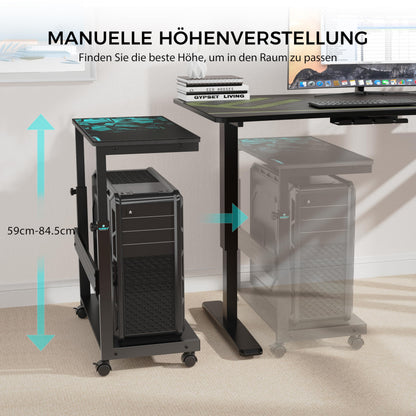 EUREKA ERGONOMIC CPU-Ständer höhenverstellbar mit Rollen, Schwarz