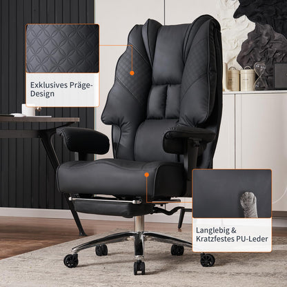 EXCEBET XXL Bürostuhl Ergonomisch 200kg mit Fußstütze & Taschenfederkern