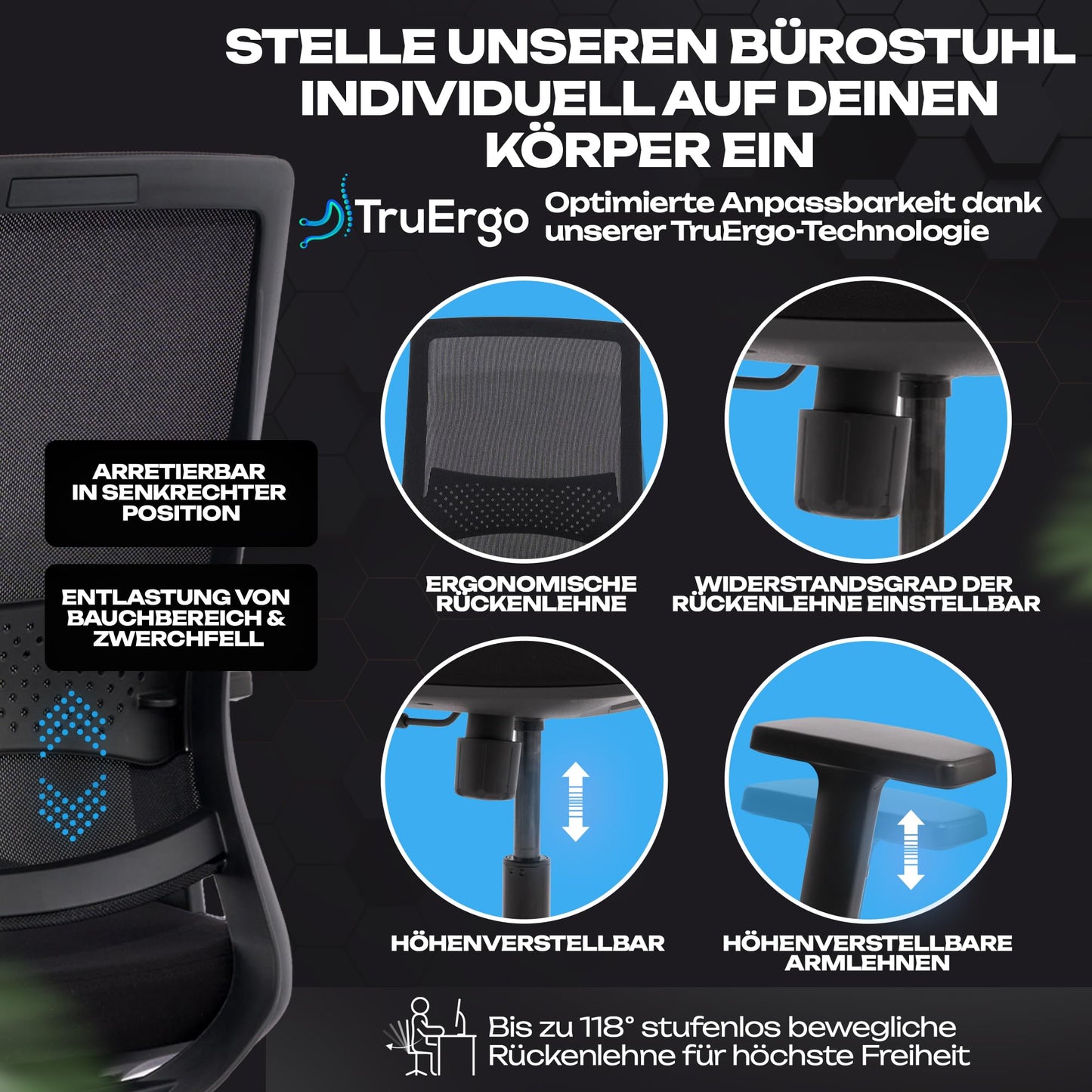 VALKENSTOL M2 Ergonomischer Bürostuhl mit Lendenwirbelstütze