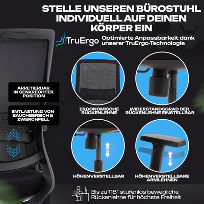 VALKENSTOL M2 Ergonomischer Bürostuhl mit Lendenwirbelstütze