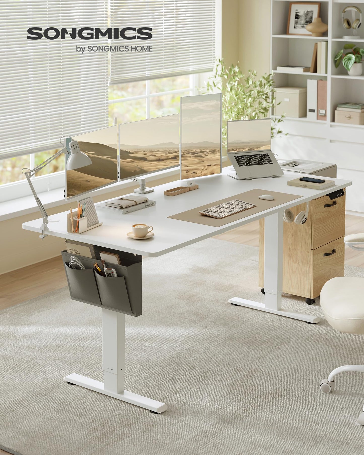 SONGMICS Elektrischer Schreibtisch 180x80 cm, höhenverstellbar
