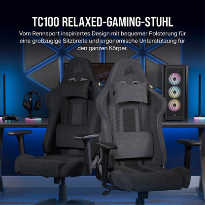Corsair TC100 Gaming-Stuhl – Stoff, Lenden- & Nackenkissen