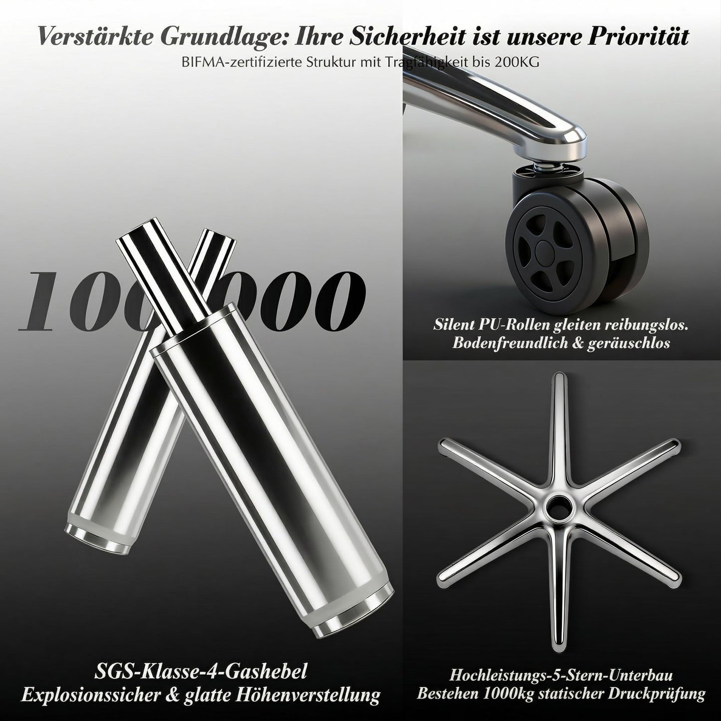 Efomao Chefsessel Ergonomisch PU-Leder mit Fußstütze bis 200 kg