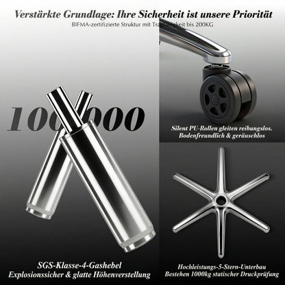 Efomao Chefsessel Ergonomisch PU-Leder mit Fußstütze bis 200 kg