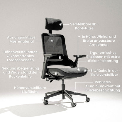 Ergotopia NextBack Pro Ergonomischer Bürostuhl bis 150 kg