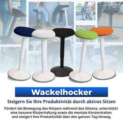 Ergonomischer Bürohocker höhenverstellbar 55–80 cm – Mattschwarz