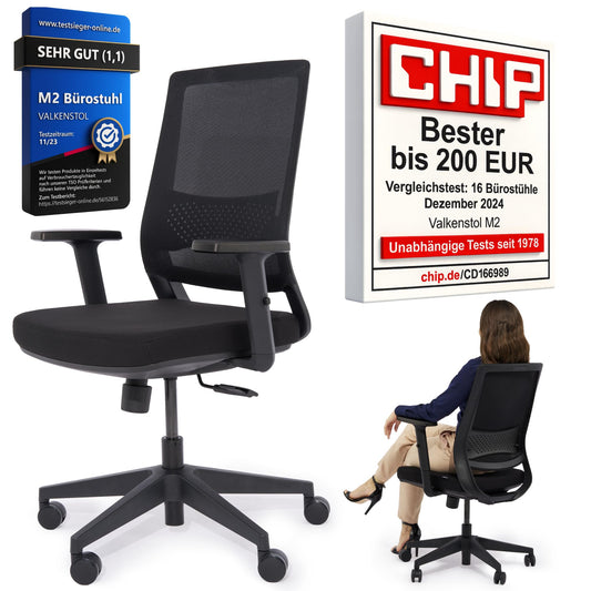 VALKENSTOL M2 Ergonomischer Bürostuhl mit Lendenwirbelstütze